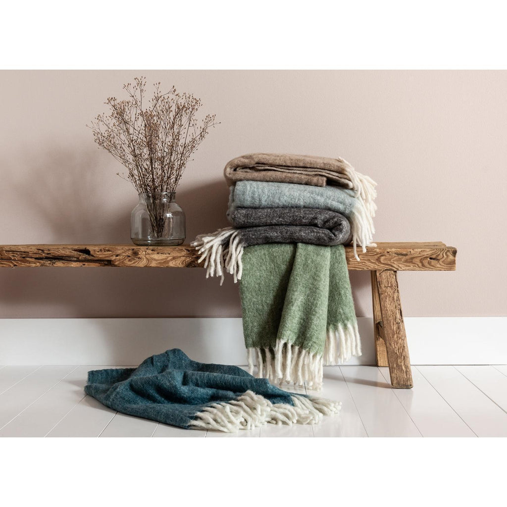 MORGAN Pläd, ljus mossgrön | Mogihome